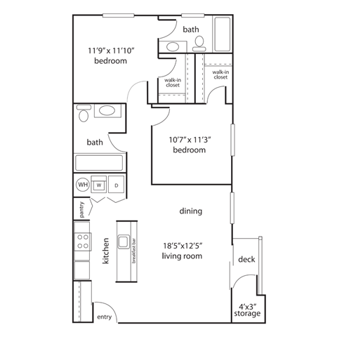 a floor plan of a studio apartment with a bedroom and a living room